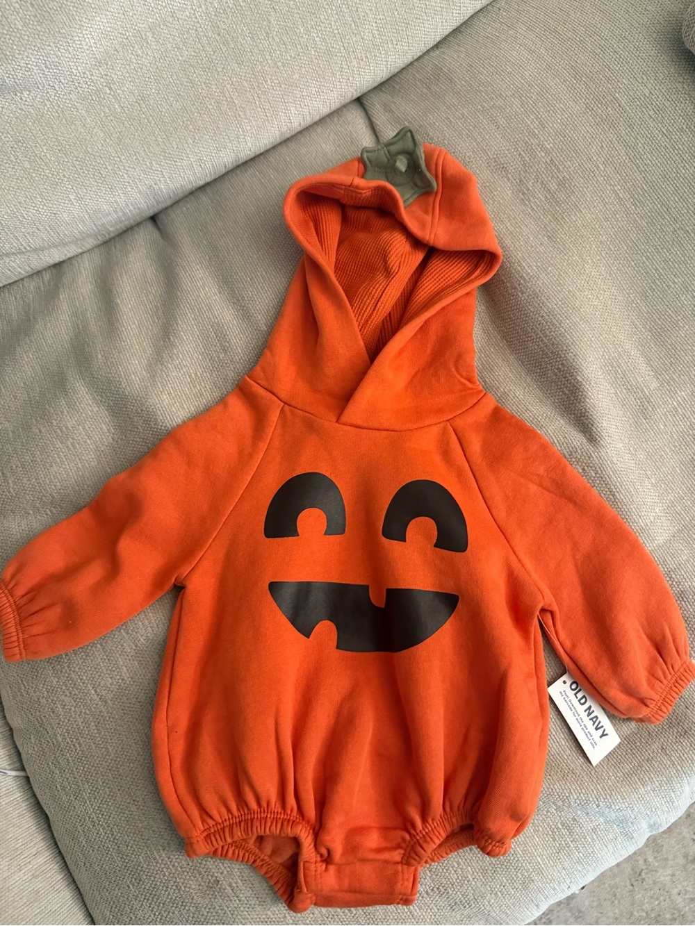 Old Navy Orange Pumpkin Hooded Baby Romper